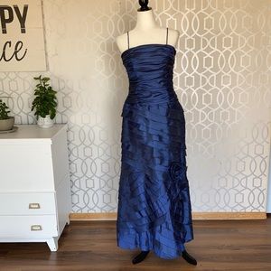 Long navy blue prom or bridesmaid dress